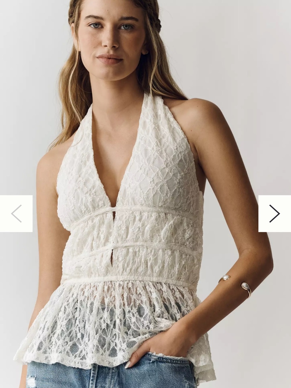 Maeve Lace Plunge Halter Top
